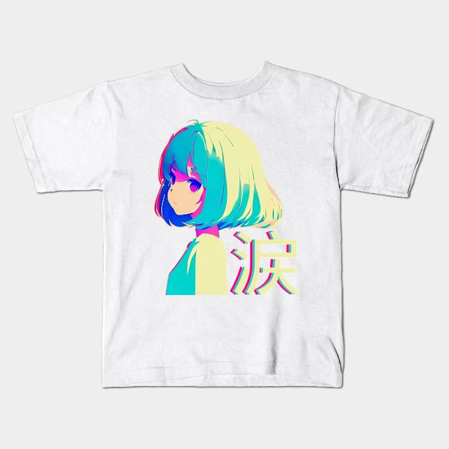 Kawaii Anime Girl Kids T-Shirt by lowpolyshirts